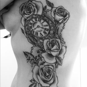 #clock  #roses  #ribs #blackandgrey