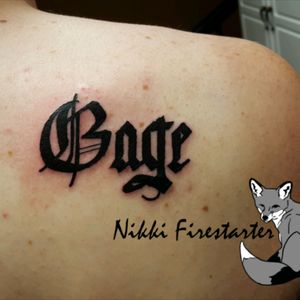 Gage in Fraktur! http://nikkifirestarter.com#fraktur #calligraphy #writing #tattoos #bodyart #blackink #text #typography #name #german #blacktattoos #petnames