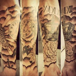 #forearm #fullsleevetattoo #watch #crowns #rose #name #date #blackandgrey #blackandgreytattoo#ink #inked #inkedlife #tattoo #tattooist #tattooartist #artist #frenchartist #tattoooftheday #france #reims #thomtats7