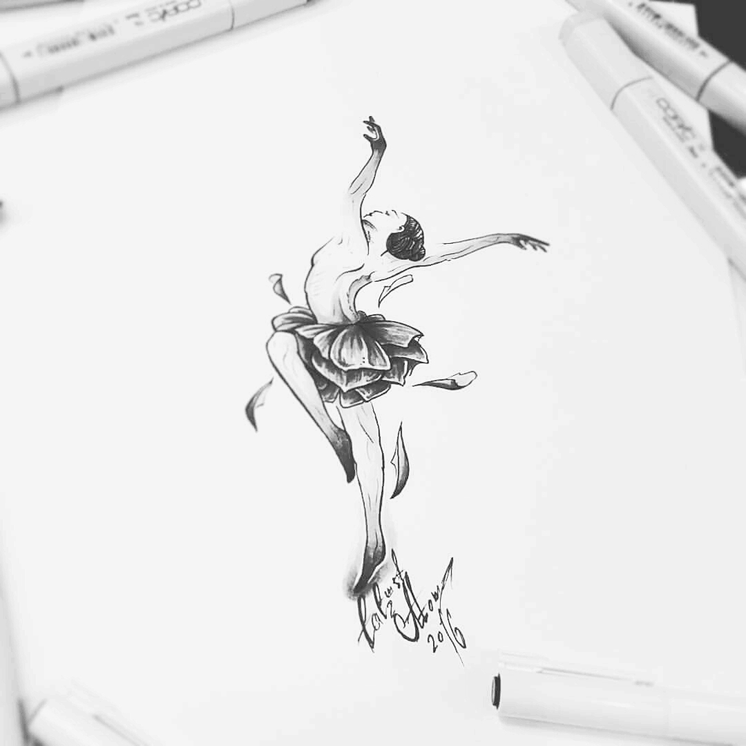 Tattoo uploaded by Вадим • Тату эскиз - ДюймОвочка. Нарисован за час,маркерами Copic и лайнерами ForDrawing. Студия художественной тату ипирсинга Evolution. www.evotattoo.ru. Тел./WhatsApp: 8(925)5143553. #tattoo#ballerina_tattoo #tattoo_draw ...
