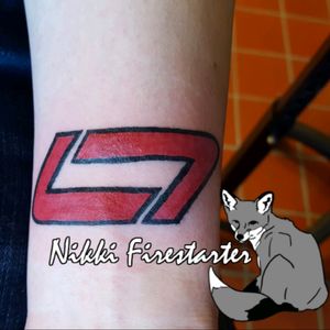 Levi LaVallee Racing team logo http://nikkifirestarter.com #apprentice #apprenticeartist #apprenticetattoos #LeviLaVallee #racing #logo #tattoos #logotattoo #lavalleeracing #redandblack #graphics #colorink #colorwork #linework #solidcolor #wristtattoos #bodyart #ink