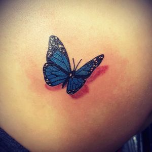 3d butterfly on clients shoulder #3dbutterfly #colour