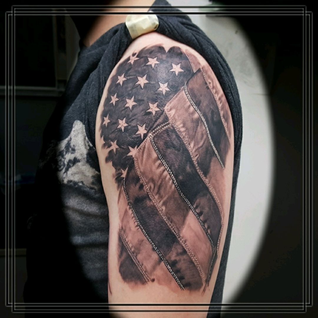 flag flagtattoo tattoo arm shoulder design ink instagood instaart  tat chesttattoo photooftheday tatted sleevetattoo  Instagram