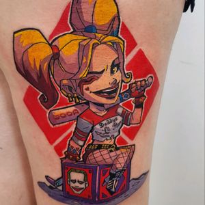Harley Quinn tattooed by Phoenix #tattoo #dc #joker #harleyquinn #batman #colour #newschool