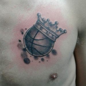 A #crownedbasketball #basketballtattoo  #ball #crown #blackandgrey