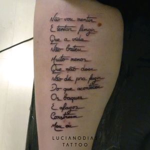 #handwritten #lettering #poem tattoo made by me in the south of Brazil.