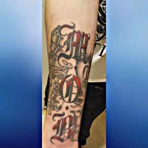 money over bitches tattoo gangster style money and shotgun #mob #gangster #money #clown #guns #black ink and red #m.o.b #bandz #canada #edmonton