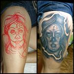Tatuagem de uma Katrina Freehand, em preto e cinza/branco... #katrina #freehand #freestyle #blackandwhite #blackandgray #tattooamaolivre #tatuador #tatuagem