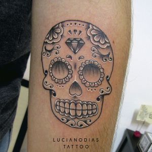 #sugarskull #calaca #dayofthedead tattoo made by me at the Black Box Studio with strong intervention of #whiteink