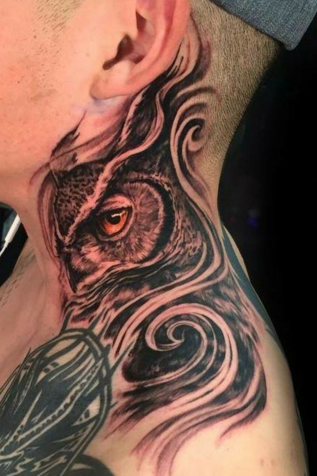 Tattoo uploaded by tazas843  owl wings illuminati neck back tattoo   Tattoodo
