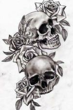 #skulltattoo #blackandgreytattoo #rosestattoo #design 