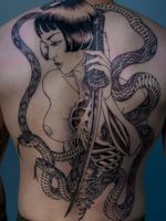 Snake woman by oozy_tattoo #blackwork #snake #woman #katana #insase