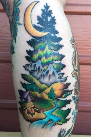 This was done by the talented Danny McKay out of The Old Crow Tattoo Parlour in Calgary#yyctattoo #campingtattoo 