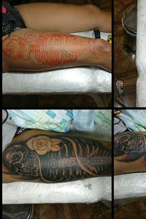 A primeira sessão ficou assim...#TattooFreehand #caveira #blackandgreytattoo #tattoobrasil #tattoodo #tatuadorbrasil
