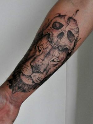 My First fabulous tattoo! #dreamtattoo #lion #skulltattoo #skull #fineline #fineart #sketch 