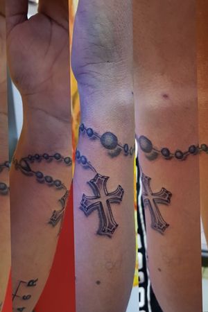 Wrist rosary with free hand beads. #rosarytattoo #religioustattoo 