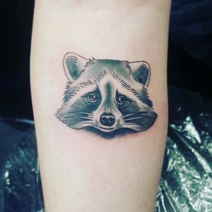 #raccoontattoo #animaltattoo #tattoo #blackandgrey #naturetattoo #trashpanda