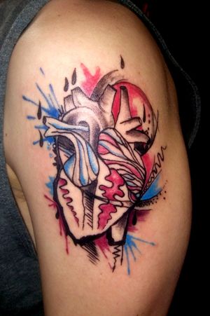 My youngest son Trent got his first #tattoo. #firsttattoo #heart #hearttattoo #abstract #AbstractTattoos #watercolor #watercolortattoos 