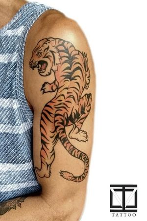 Tigre tradicional#ivophillipetattoo #tattoo #traditionaltattoo #bhtattoo #tatuagem #inked #ink #tattooartist #tattooart 