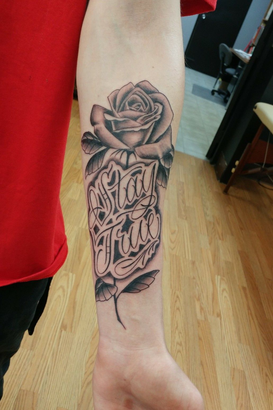 Traditional rose and dagger Done by Gerry at Stay True Tattoo in St  Augustine FL  rtattoos