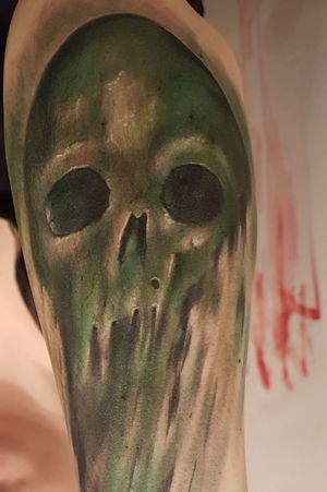 8. Skull inspired by another watercolour painting by Marilyn Manson.Kiruna Tattoo. 20 November 2017.