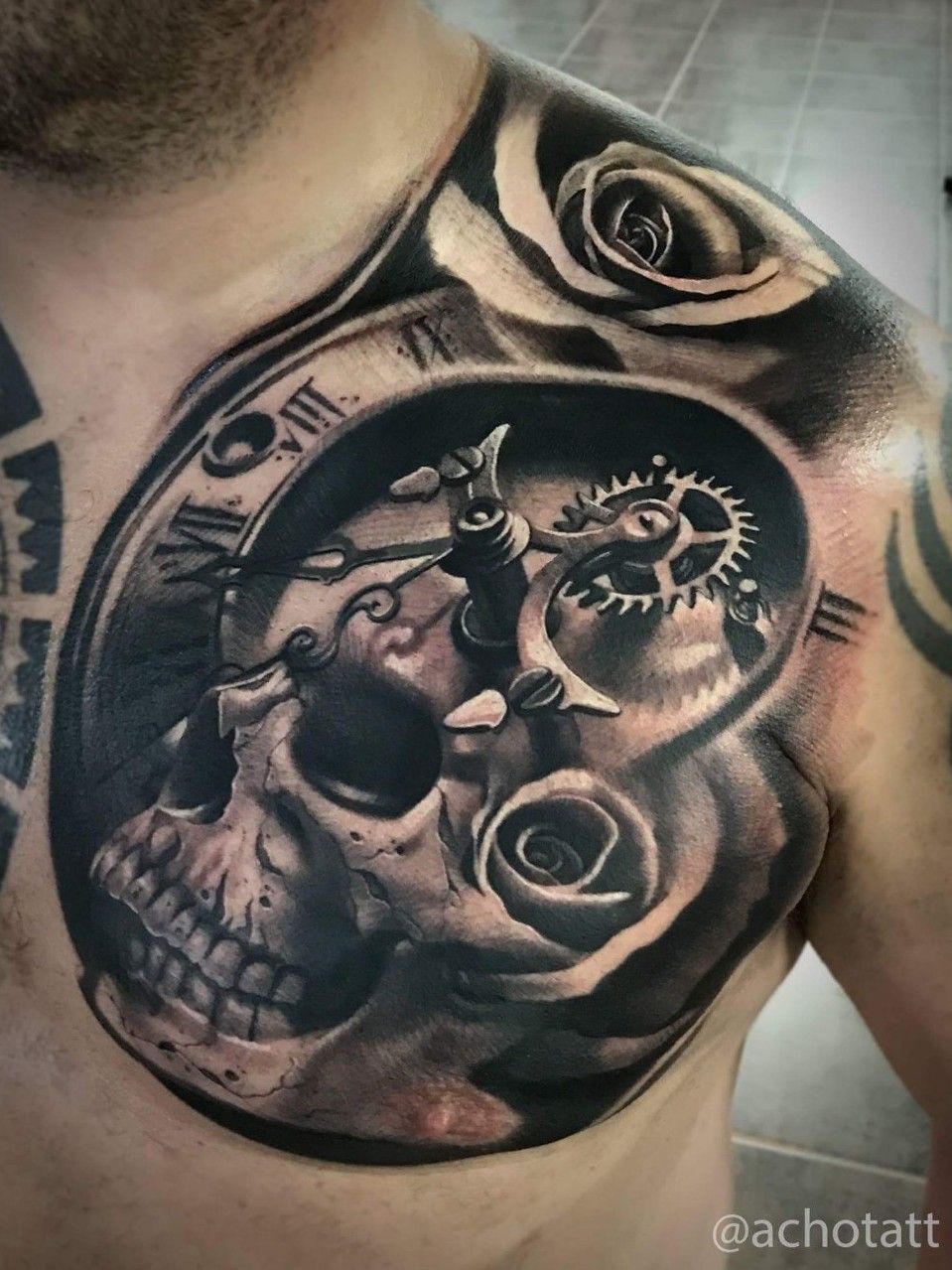 Tattoo uploaded by katievidan • Crazy 3d compass chest piece by  @megan_massacre #MeganMassacre #chestpiece #3dtattoo #compass • Tattoodo