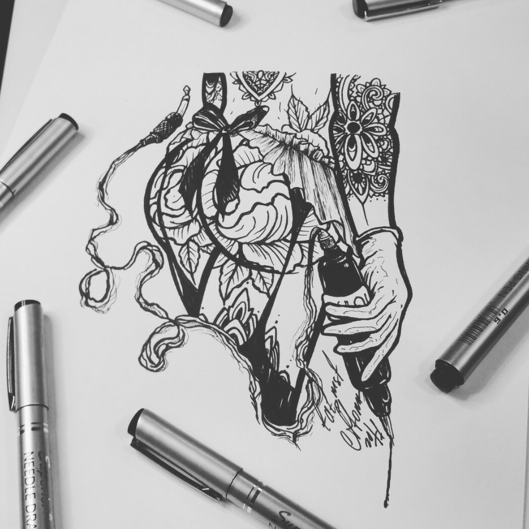 Tattoo uploaded by Вадим • Тату эскиз в процессе создания - татуировщица.Контур и основные элементы нарисованы лайнерами Superior. Тату мастерВадим. Студия художественных тату и пирсинга Evolution. www.evotattoo.ru.Тел./WhatsApp: 8(925)5143553 ...