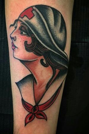 Pin up tattoo by Arlene Salines #ArleneSalinas #pinuptattoo #portrait #roseofnomansland