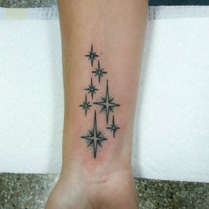 Small wrist tattoo #stars #northstar #black #blackwork #wrist 