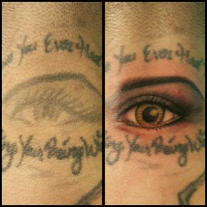 Before and after , fixed a tattoo. #realism #eye #eyetattoo 