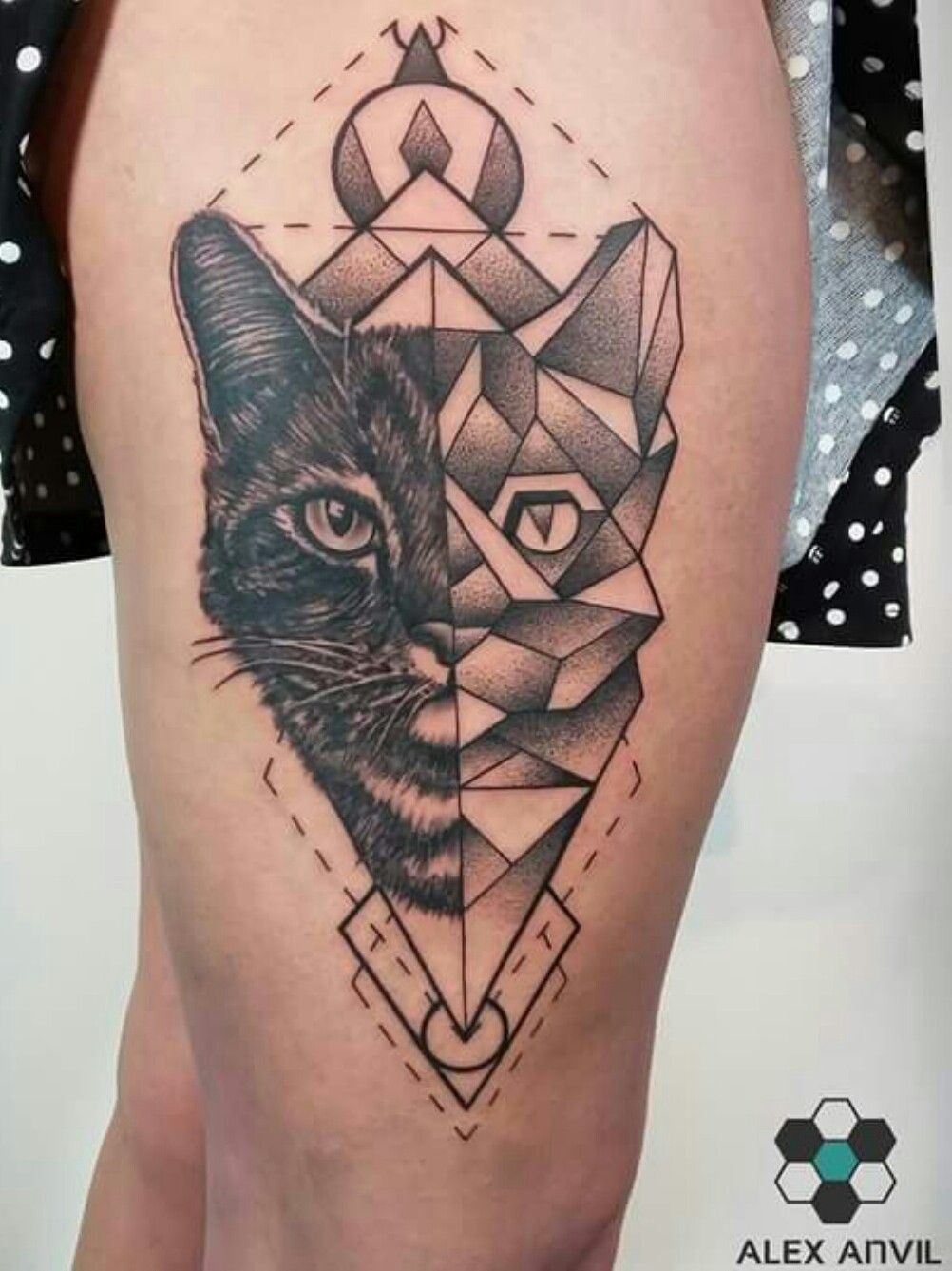 Cat Geometric Tattoo Images