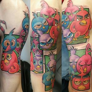 Angry birds tattoo.3 different emotionsFather and his 3 kids#angry #surprised #tired #angrybirds #angrybird #coloured #colored #cartoon #cartoonish #newschool #newschoolcartoon #newschooler #newschoolart #cartoonart #colorart #mad #happy #morning #armtattoo #leftarmtattoo #newschoolartist #cartoonartist #mantattoo #fathertattoo #father3kids #fatherandkids #mrred #misterred #2boys1girl #proudfather #family #familytattoo #familyforlife #family4life