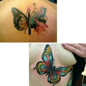 I want a design with the concept of the first butterfly but that the style is more like the second. Someone to help me with the design?
