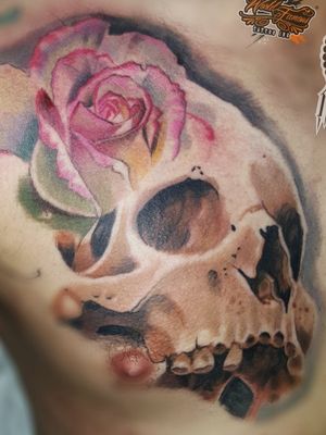 #skull #skulltattoo  #colortattoo  #rose #rosetattoo  #realism  #realistic  @ilaria_carta 