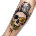 #skulltattoo #skull #flower #yellow #forearmtattoo #forearm 