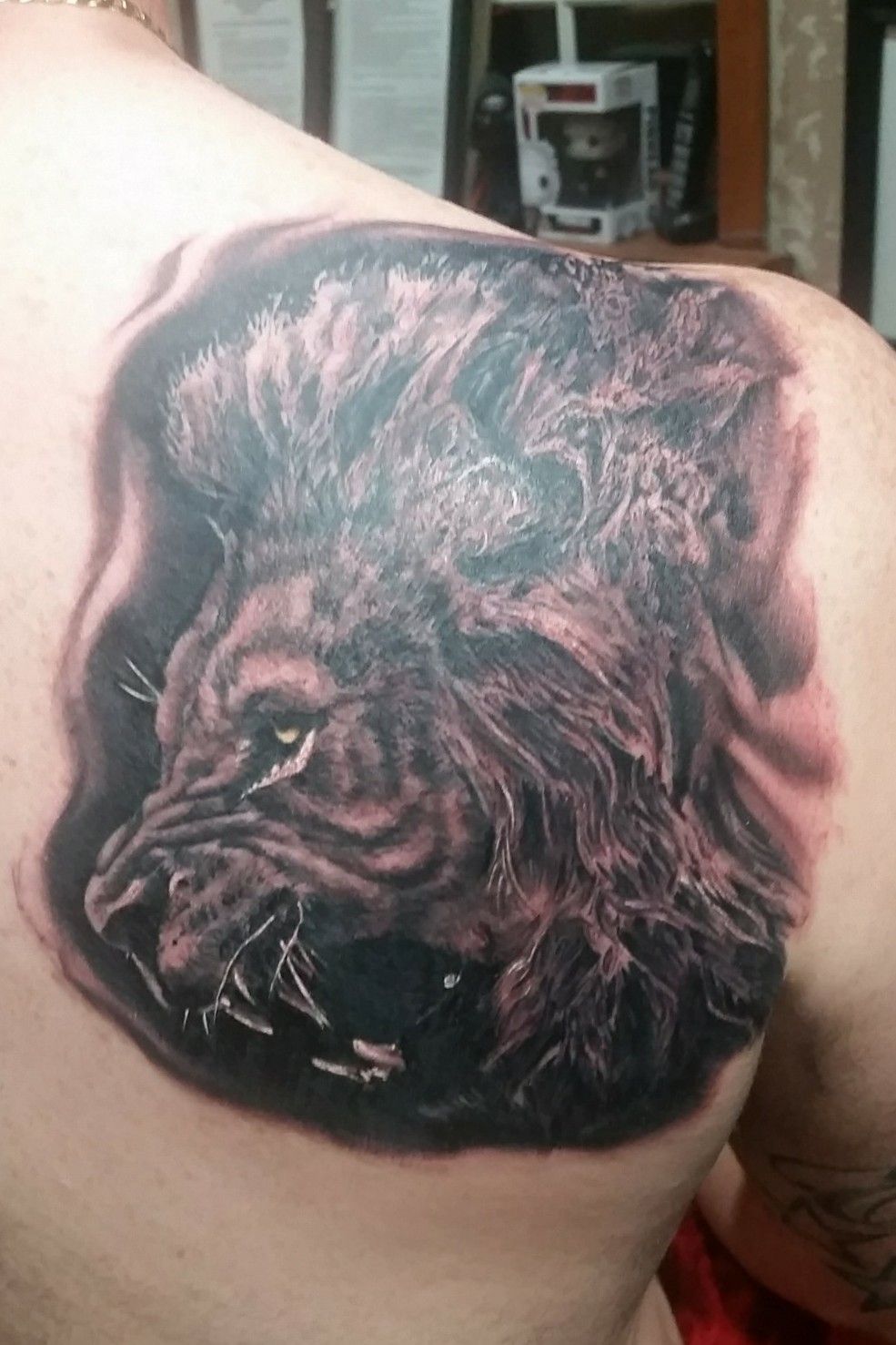 Lion tattoo 2h lunastattoos liontattoo lion chesttattoo tattoo    TikTok