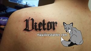 Victor in Fraktur!http://nikkifirestarter.com#fraktur #calligraphy #writing #tattoos #bodyart #blackink #text #typography #name #german #blacktattoos #petnames #graphictattoos 