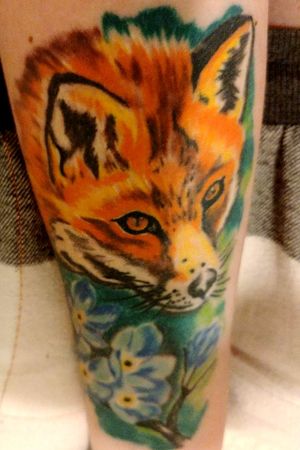 #fox #realistic #colorful #flowers #halfsleeveinprogress #green #orange #yellow #blue #wildlife #foresttattoo #tattooart #realism #foxtattoos #foxtattoo #women #men  #Freddy
