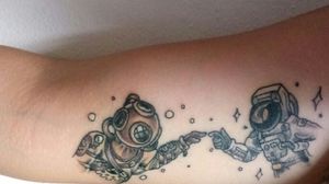 Steampunk inspired deepsea diver and an astronaut #steampunk traditional #deepsea #astronaut 