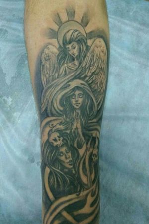Angel human and death #tattoo #angel #blackandgrey 