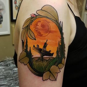 Forest moon of Endor for Kate's first tattoo!Email njvtattoo@gmail.com to make a booking or enquiry!