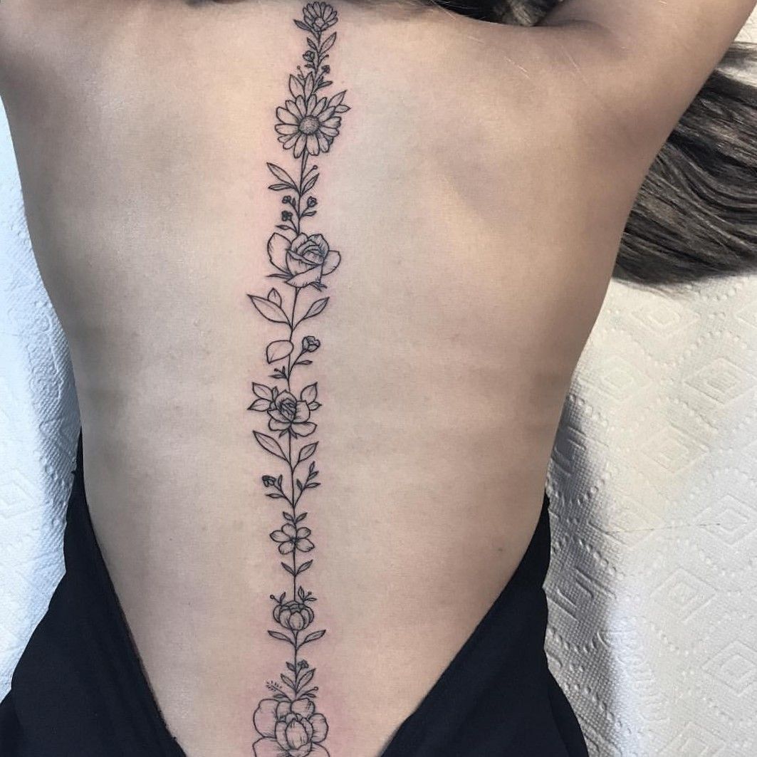 Update more than 85 flower spine tattoo best  thtantai2