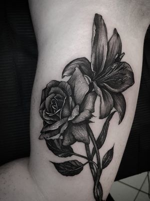 #roses #lilly #rose #rosetattoo #BlackworkTattoos #blackandgreytattoo #tattoo #realistictattoos  #realism 