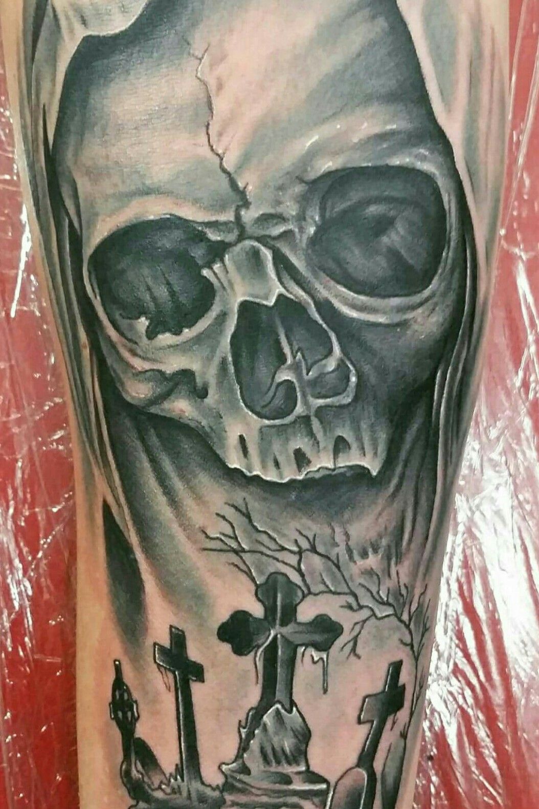Skull graveyard piece by Chad Start of  Venom Ink Tattoo  Facebook