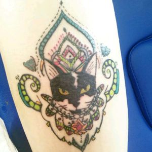 #cat #mandala #colours #ink #tattoo #gato #colores #tinta #tatuaje