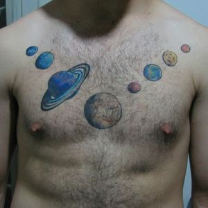 #tattoo #chestpiece #planets #cosmos #healed #customtattoo #intenzeink 