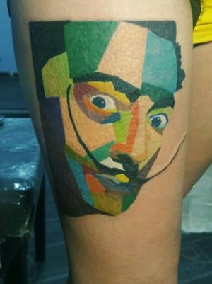 Salvador Dali Wrap #tattoo #tattooer #tattooed #tattoos #artist #wrap #portrait #tattooartist #art #colors #ink #tattooink #inktattoo #tattoocolor #salvadordali #salvadordalitattoo #salvadordaliart 