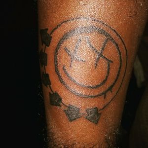 Blink-182 Smiley Face on Right Forearm