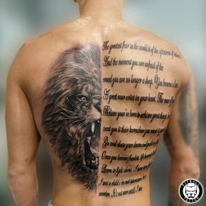 Full Back Realistic and Writing Tattoo#blackgrey #blackandgrey #blackandgreytattoo #tattoooftheday #tattoo #Tattoodo 
