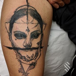 #tattoo #tattoos #ink #inked #skin #skull #girl #blackwork #lines #sketch #dark 